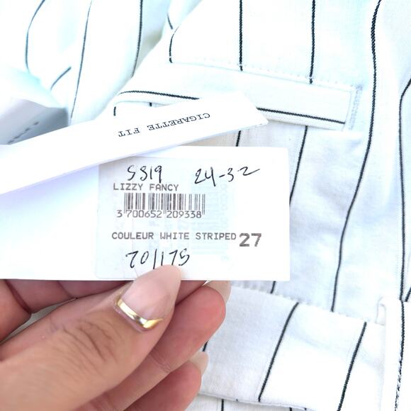 New Anthropologie Reiko Cigarette Fit Lizzy Fancy Pants White Striped 27 - Picture 4 of 11